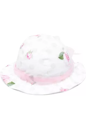 MONNALISA Floral-print tulle-trim bonnet