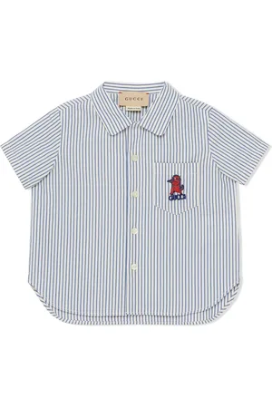 Gucci Motif-embroidered stripe-print shirt