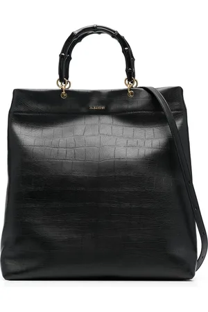 Jil Sander Bamboo-handle embossed tote bag