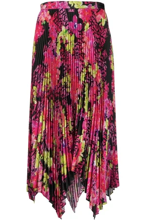 VERSACE Floral-print pleated skirt