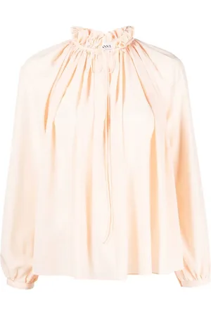 Lanvin Pleated-neckline silk blouse