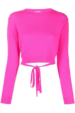 Patou Cable-knit rear-tie cropped jumper