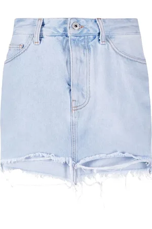 OFF-WHITE Distressed denim miniskirt