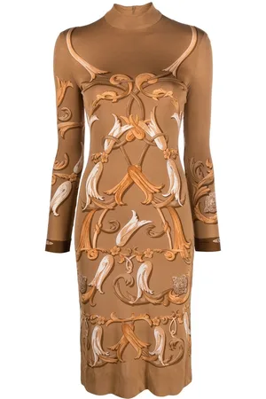 Hermès 1970s Art Nouveau print silk dress