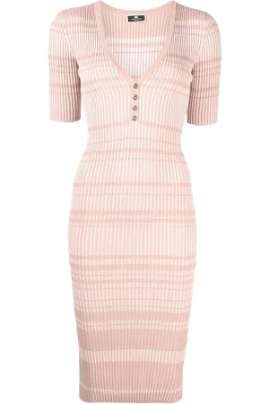 Elisabetta Franchi Ribbed v-neck midi dress