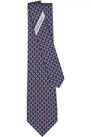 Ferragamo Men Bow Ties - Teddy bear-print silk tie