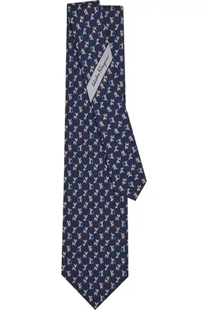 Ferragamo Men Bow Ties - Puppy-print silk tie