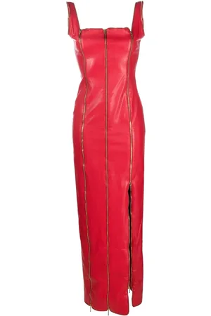JEAN-LOUIS SABAJI Zip-detail faux leather maxi dress