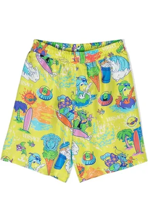 VERSACE Logo-print silk shorts