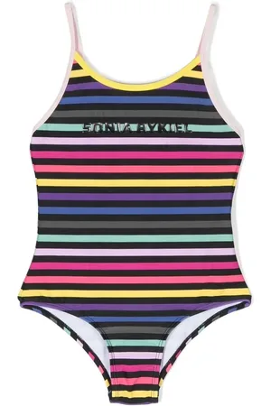 Sonia Rykiel Enfant Raised-logo colour-block swimsuit