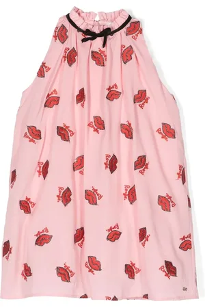 Sonia Rykiel Enfant Lips motif print sleeveless dress