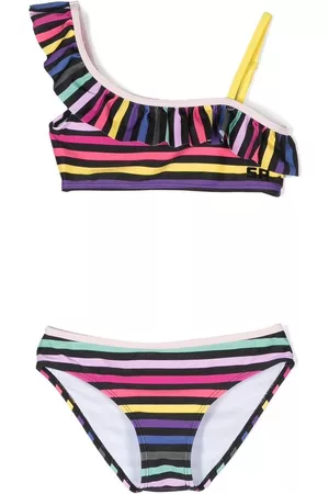 Sonia Rykiel Enfant Ruffled-detail colour-block bikini set