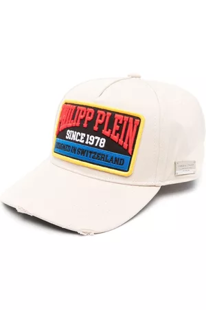 Philipp Plein Caps - Logo-patch distressed cotton baseball cap