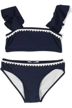 Chloé Lace-trim ruffled bikini set