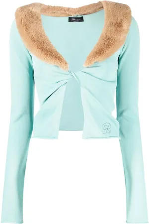 BLUMARINE Faux-fur collar twist cardigan