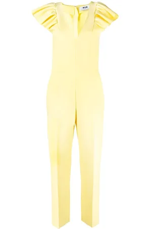 Msgm Ruffle-sleeve V-neck jumpsuit