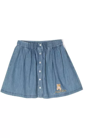 Moschino Embroidered-logo denim skirt