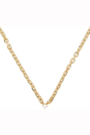Lizzie Mandler 18kt yellow XS Knife Edge diamond necklace