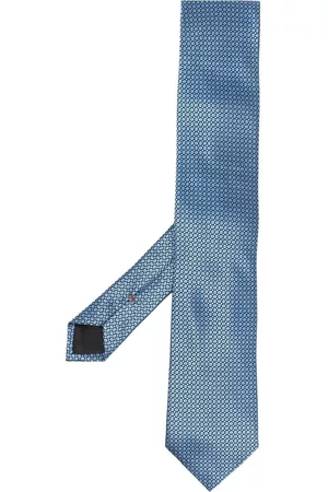 Z Zegna Men Bow Ties - Silk geometric-pattern tie