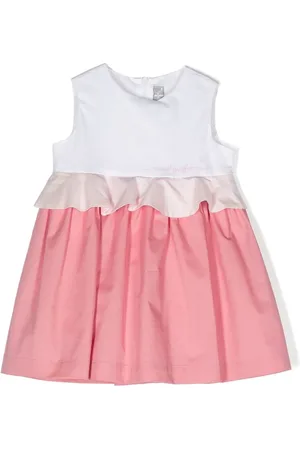 Il gufo Colour-block ruffle cotton dress