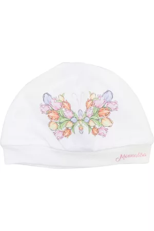 MONNALISA Beanies - Butterfly-print cotton beanie