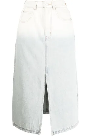 Izzue Faded ombré denim midi-skirt