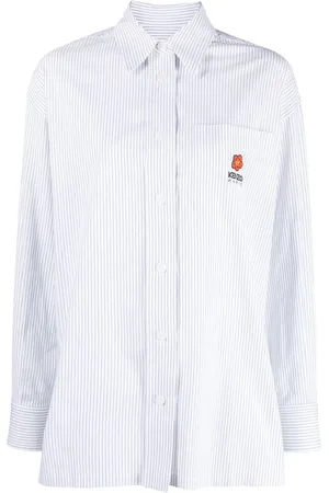 Kenzo Embroidered-logo pinstripe shirt