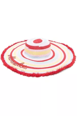 MONNALISA Hats - Embroidered-logo raffia sun hat