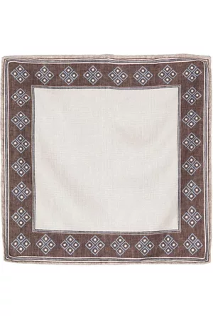 Brunello Cucinelli Men Bow Ties - Geometric-print silk pocket square