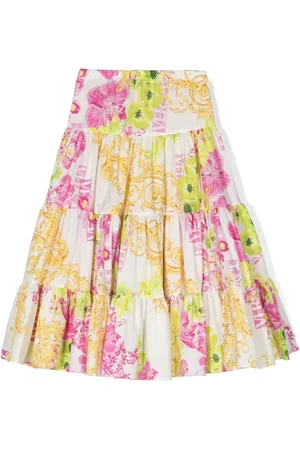 VERSACE Floral-print pleated skirt