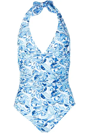 Rebecca Vallance Abstract-print halterneck swimsuit
