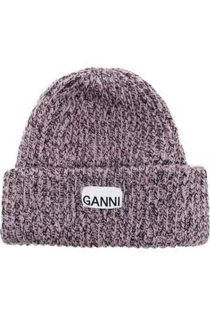 Ganni Women Beanies - Logo-patch knitted beanie