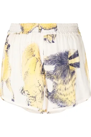 Stella McCartney Fauna-print silk track shorts