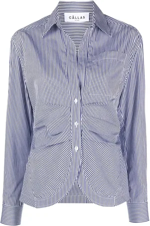 Callas Milano Sierra pinstriped stretch-poplin shirt