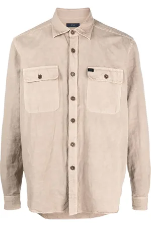 FAY Logo-patch button-up shirt