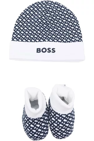 HUGO BOSS Monogram-print beanie hat set