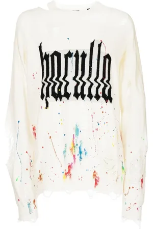 HACULLA Glitched logo-print ripped sweatshirt
