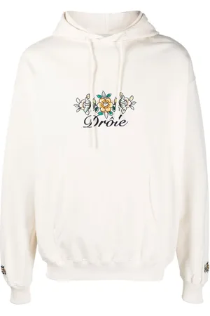 Drôle de Monsieur Floral-embroidered cotton hoodie
