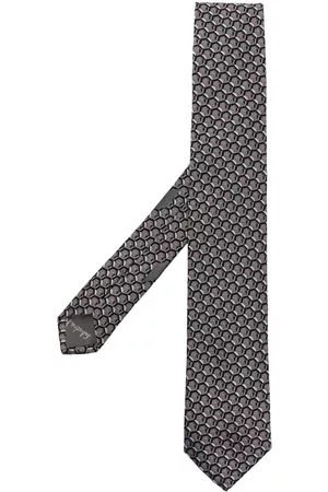 Ferragamo Men Bow Ties - Geometric pattern-print silk tie