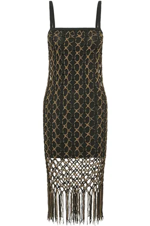 DION LEE Crochet-net layered midi dress