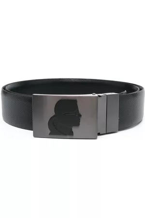 Karl Lagerfeld Men Belts - Logo-plaque leather belt