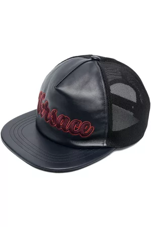 VERSACE Men Caps - Leather embroidered-logo baseball cap
