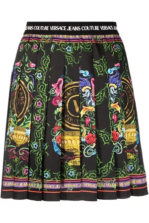 VERSACE V-Emblem Garden-print miniskirt