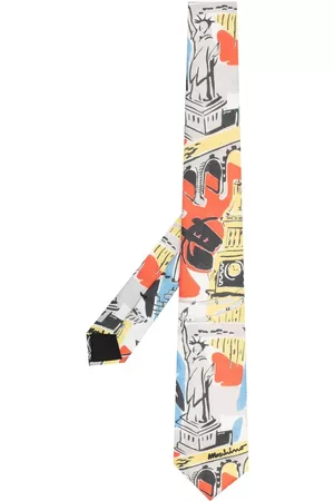 Moschino Men Bow Ties - Abstract-print silk tie
