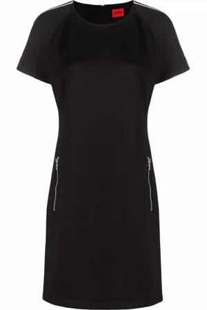 HUGO BOSS Knitted logo-trim shift dress
