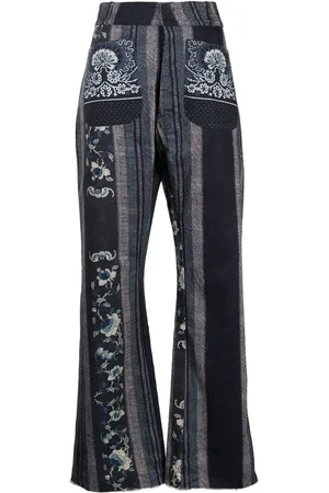 PIERRE-LOUIS MASCIA Botanical-print flared trousers