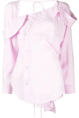 pushBUTTON Asymmetric-neck button-up shirt