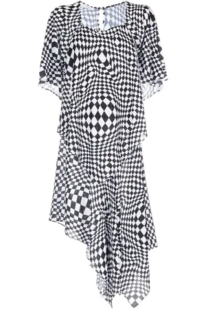 pushBUTTON Geometric-print asymmetric dress