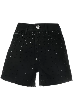 Philipp Plein Crystal-embellished denim shorts