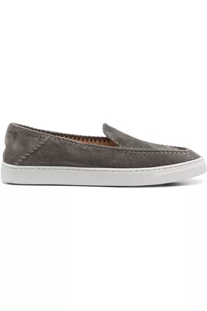 Armani Decorative-stitching suede loafers